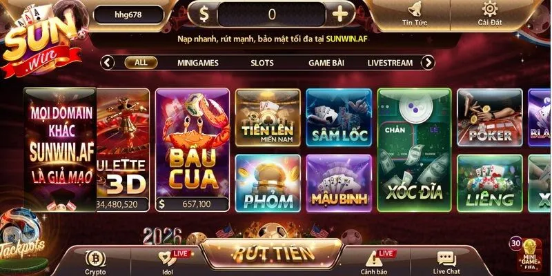 Sảnh game bài là nơi hội tụ hàng loạt siêu phẩm dân gian